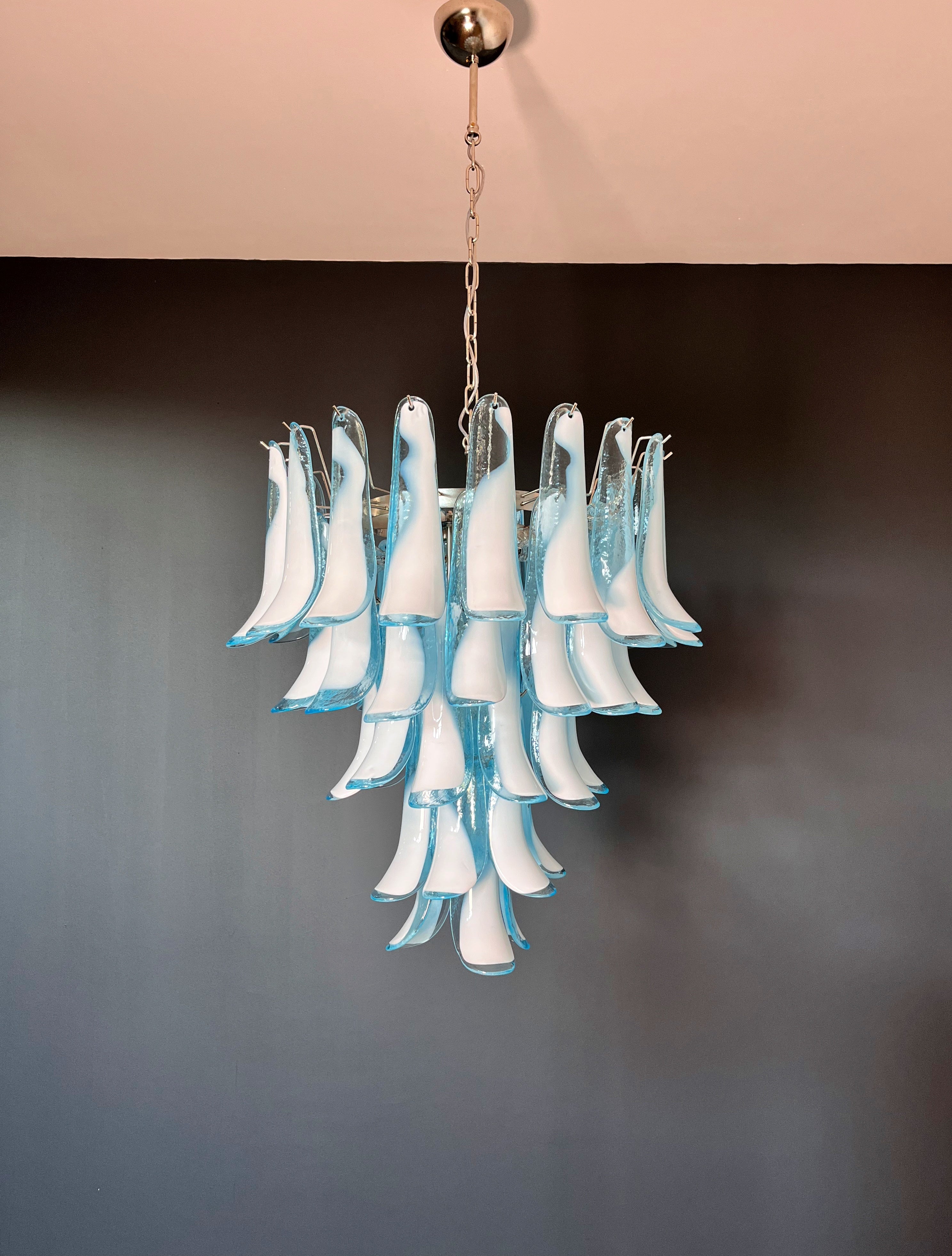 Murano Chandelier 52 Blue Petal Glass