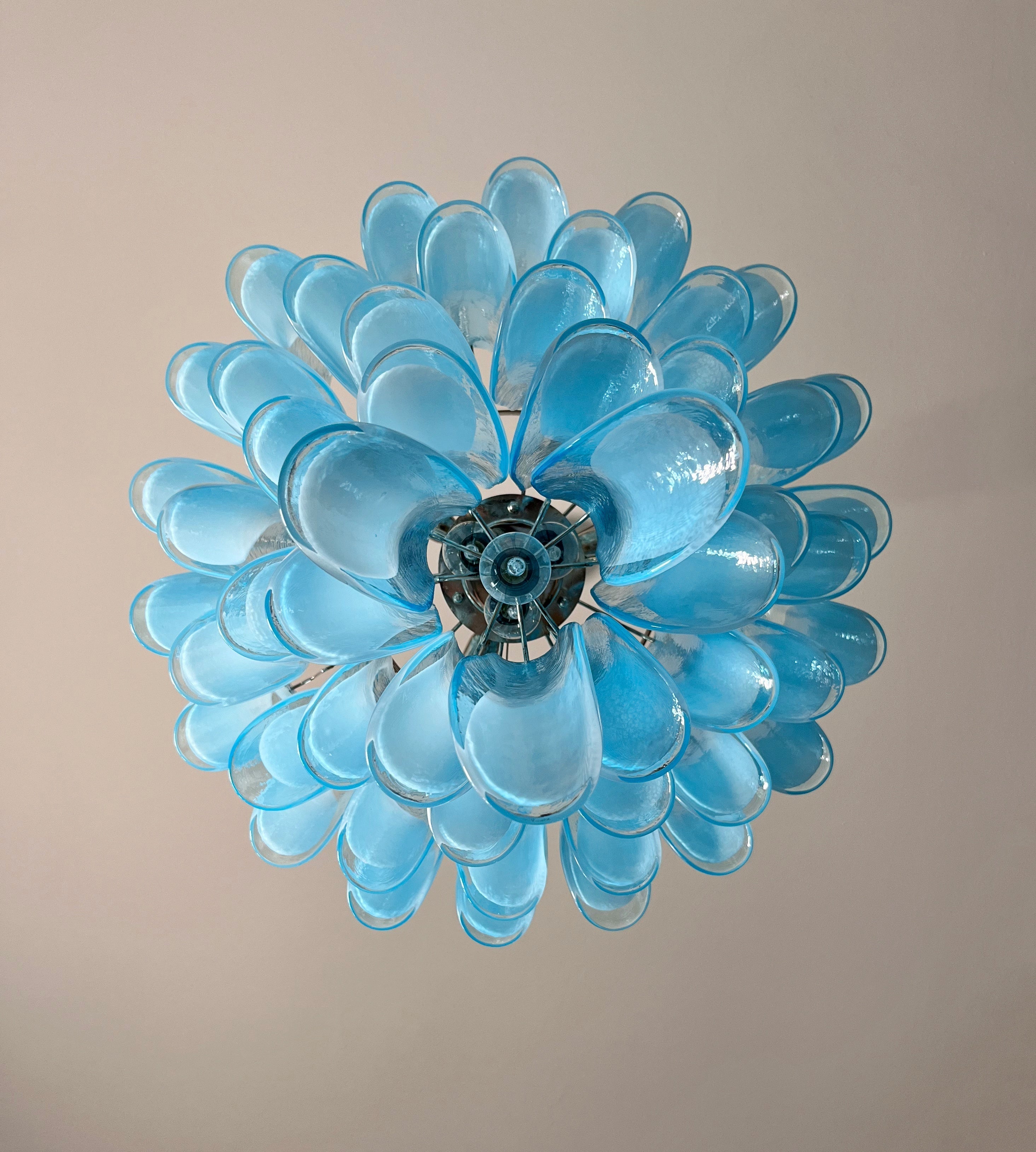 Murano Chandelier 52 Blue Petal Glass