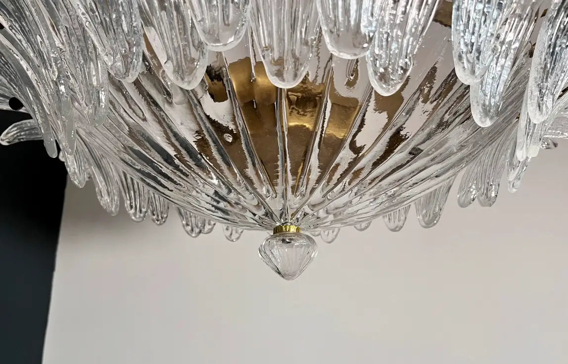 Murano Chandelier 36 Clear Palmette Glass