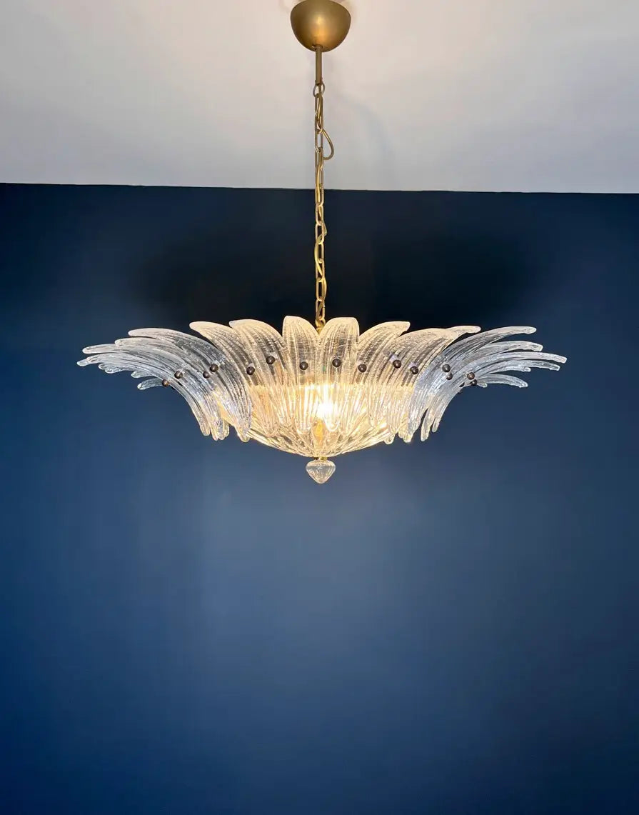 Murano Chandelier 36 Clear Palmette Glass