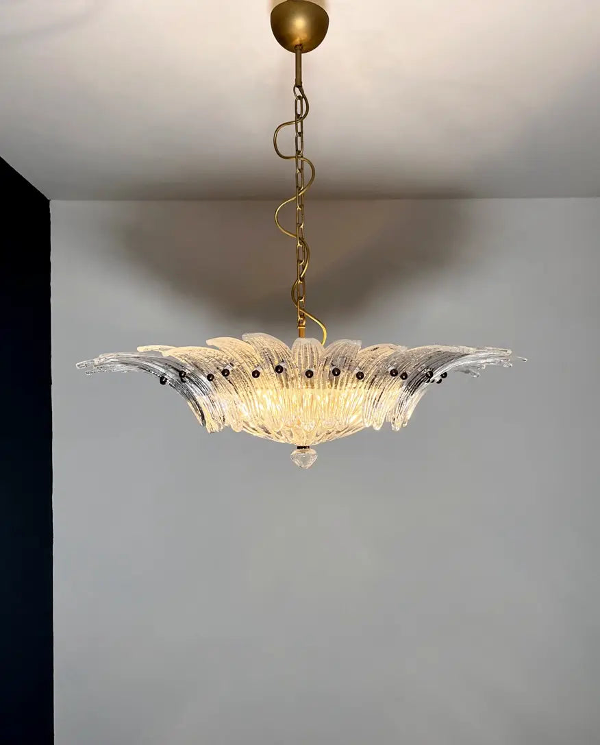 Murano Chandelier 36 Clear Palmette Glass