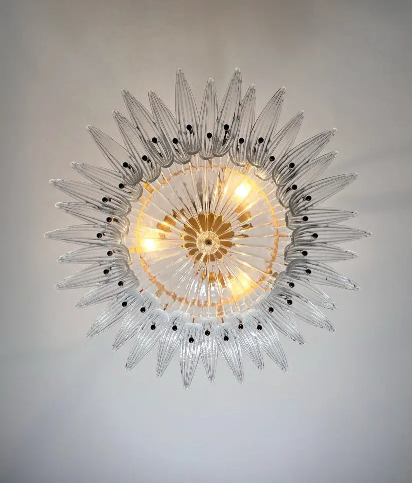 Murano Chandelier 36 Clear Palmette Glass