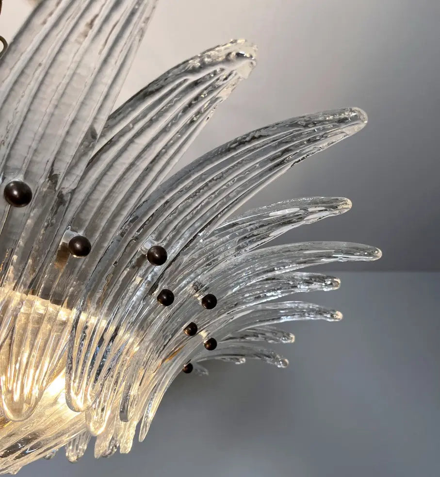 Murano Chandelier 36 Clear Palmette Glass