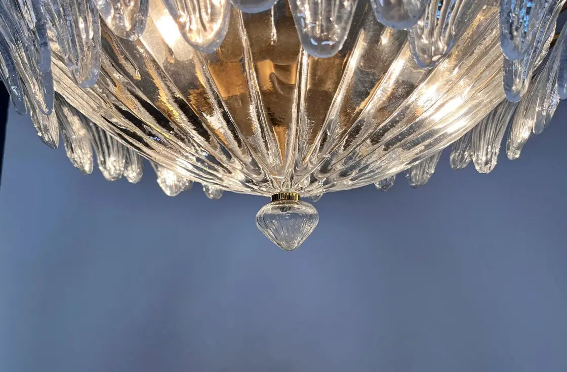Murano Chandelier 36 Clear Palmette Glass