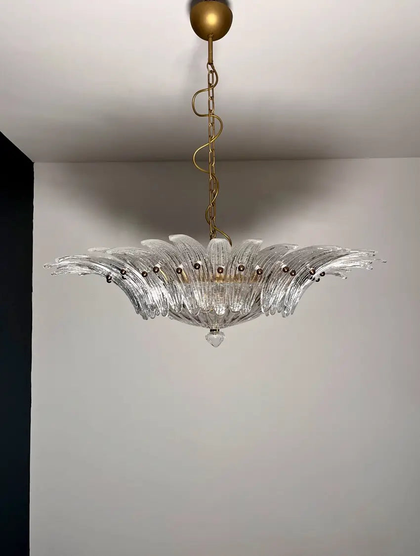 Murano Chandelier 36 Clear Palmette Glass