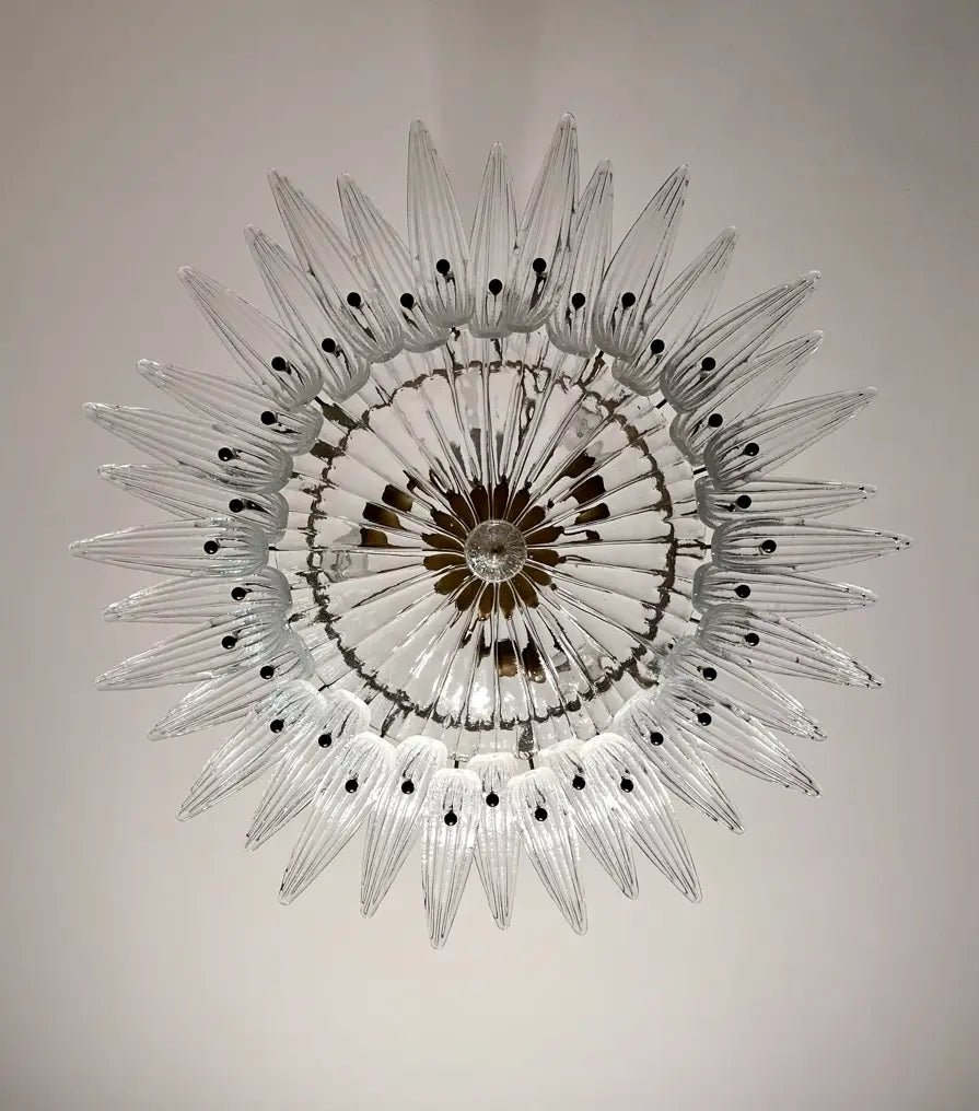 Murano Chandelier 36 Clear Palmette Glass