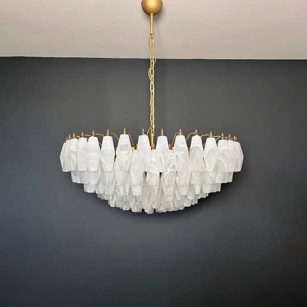 Murano Chandelier – Poliedri – 185 glass – White Alabaster