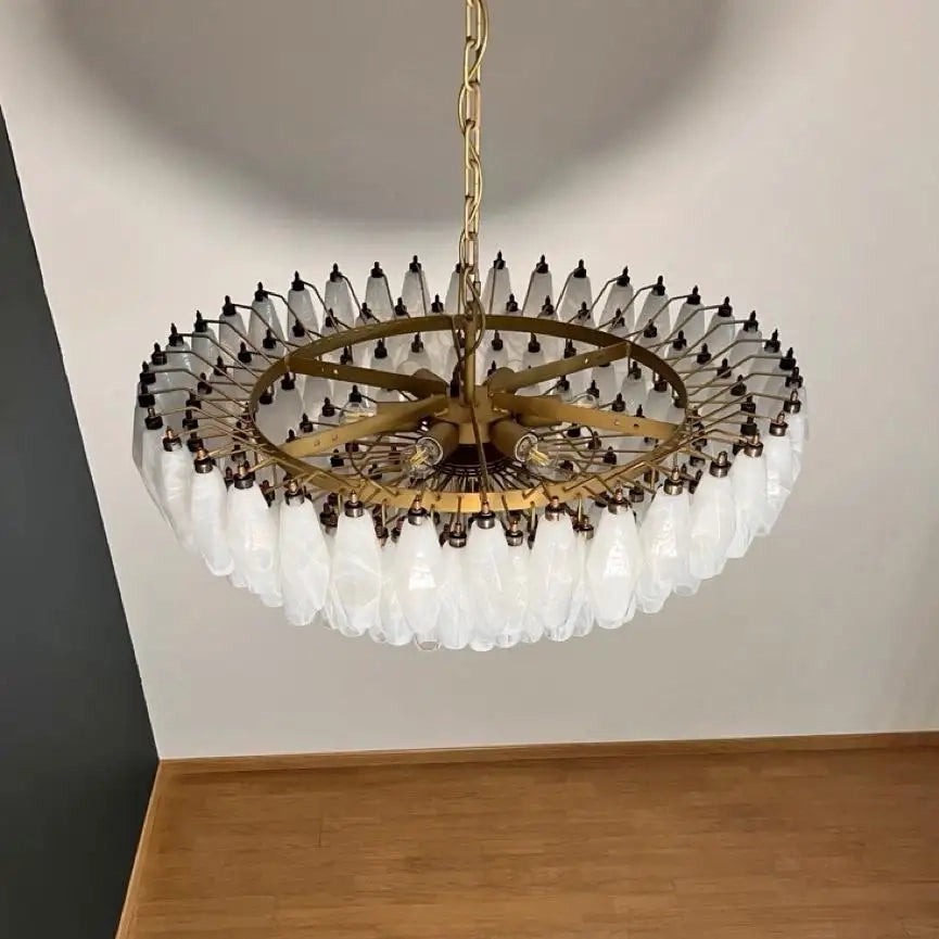 Murano Chandelier – Poliedri – 185 glass – White Alabaster
