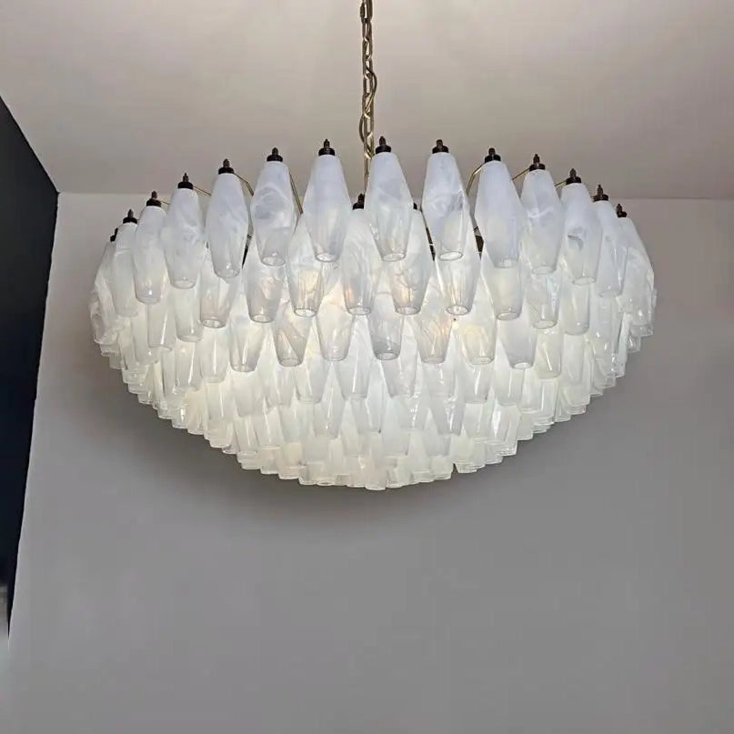 Murano Chandelier – Poliedri – 185 glass – White Alabaster