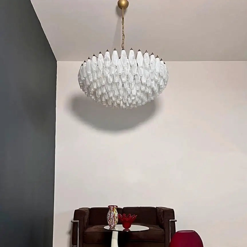 Murano Chandelier – Poliedri – 185 glass – White Alabaster