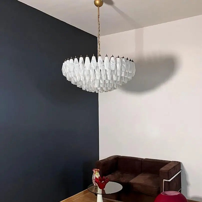 Murano Chandelier – Poliedri – 185 glass – White Alabaster