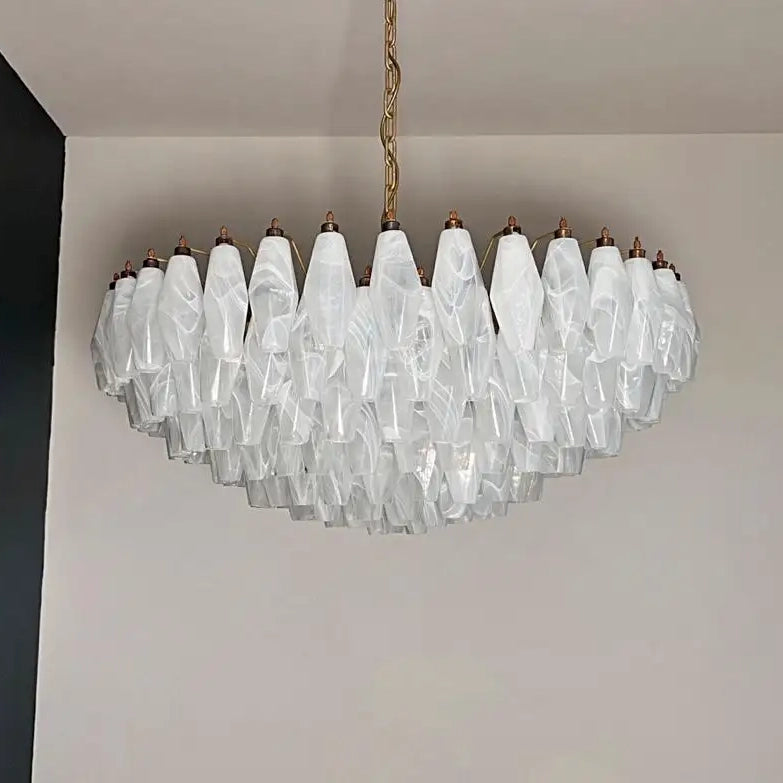 Murano Chandelier – Poliedri – 185 glass – White Alabaster