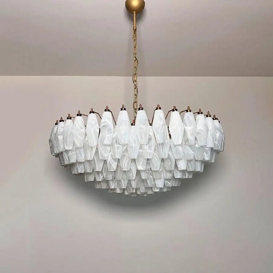 Murano Chandelier – Poliedri – 185 glass – White Alabaster
