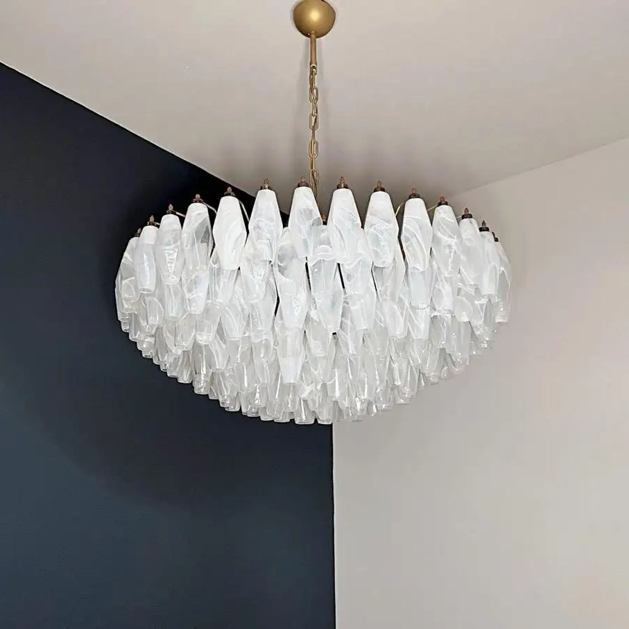 Murano Chandelier – Poliedri – 185 glass – White Alabaster