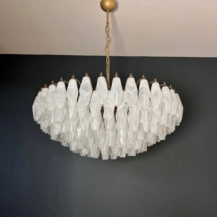 Murano Chandelier – Poliedri – 185 glass – White Alabaster