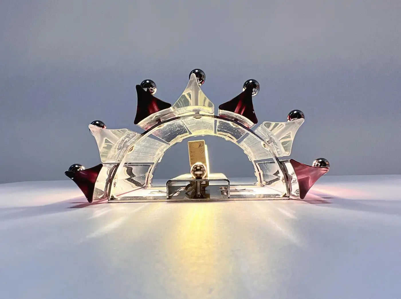 Pair of vintage Murano wall sconce – clear and amethyst triedri - Column model