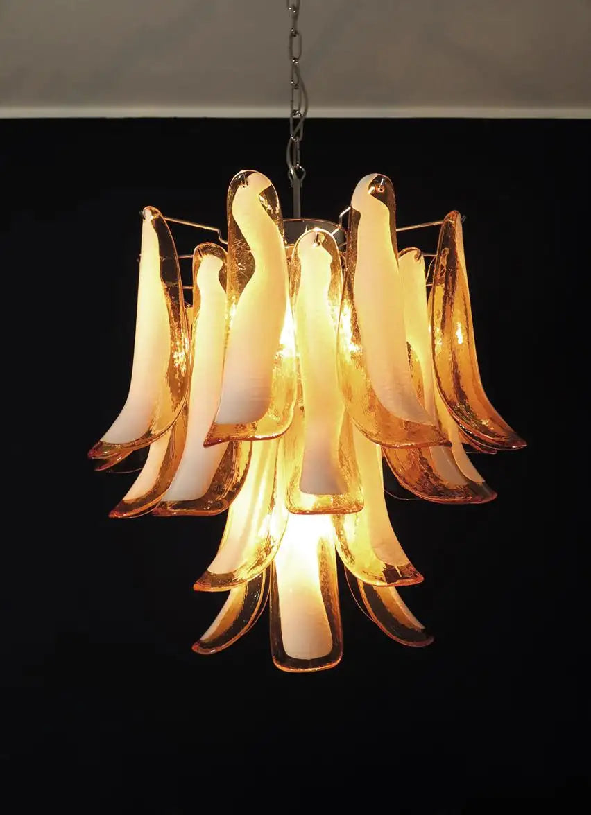 Italian vintage Murano chandelier - 26 amber glass petals
