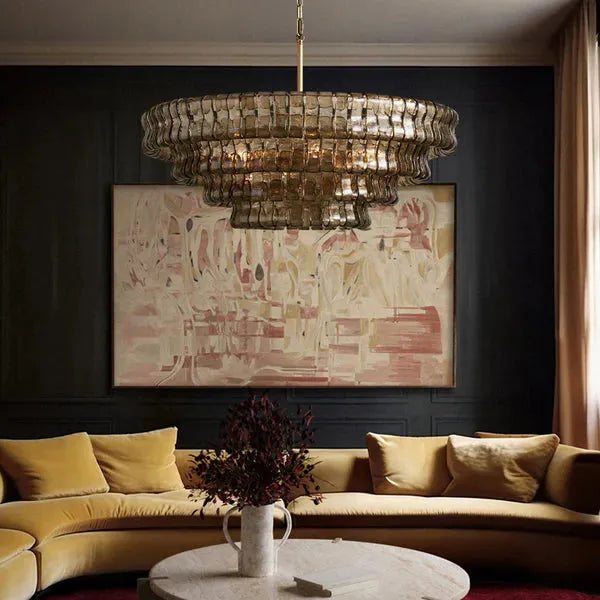 Amor 4-Tier Ghiaccio Glass Round Chandelier 36"