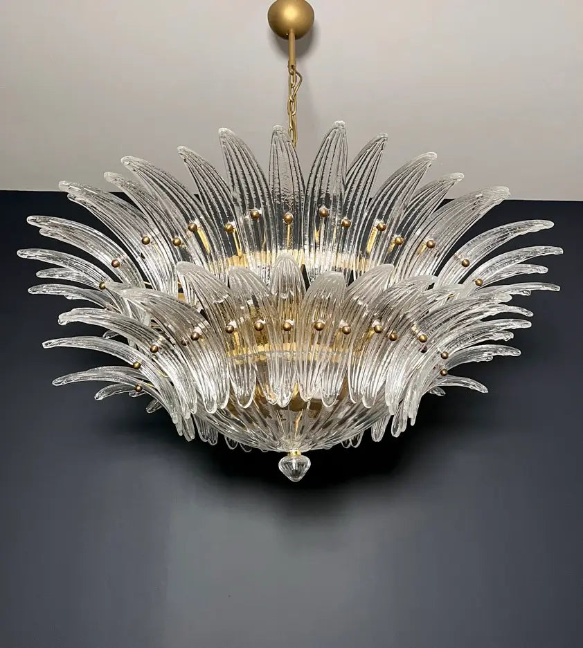 Murano Chandelier 82 Clear Palmette Glass