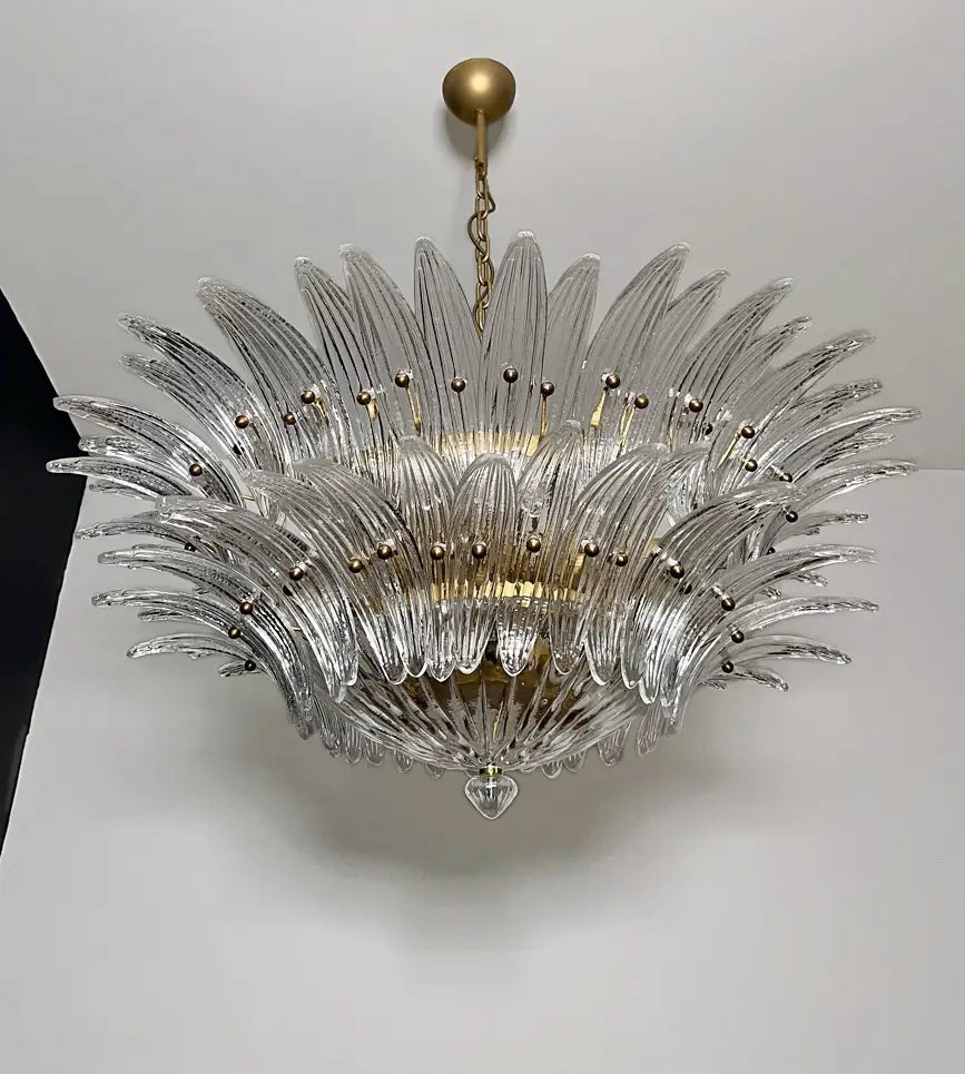 Murano Chandelier 82 Clear Palmette Glass