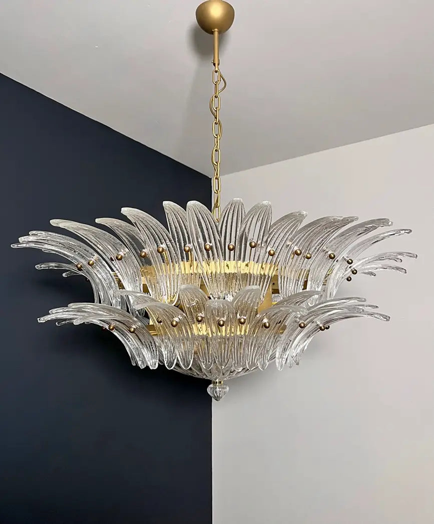 Murano Chandelier 82 Clear Palmette Glass