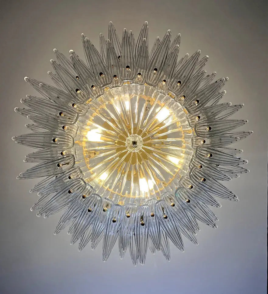 Murano Chandelier 82 Clear Palmette Glass