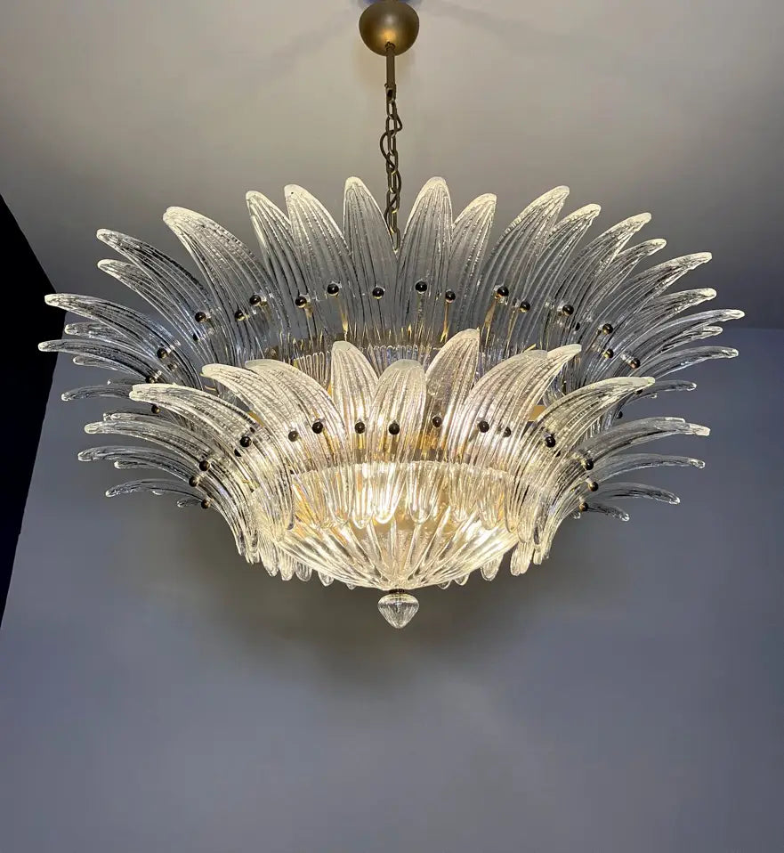 Murano Chandelier 82 Clear Palmette Glass