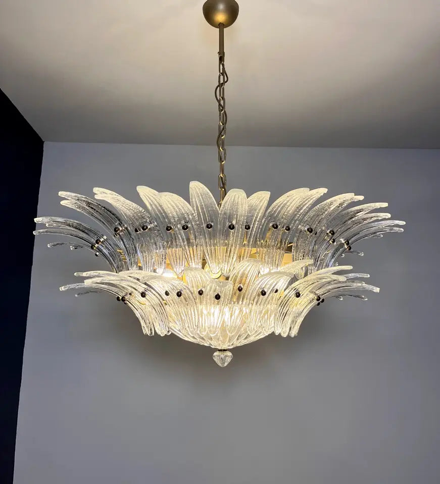 Murano Chandelier 82 Clear Palmette Glass