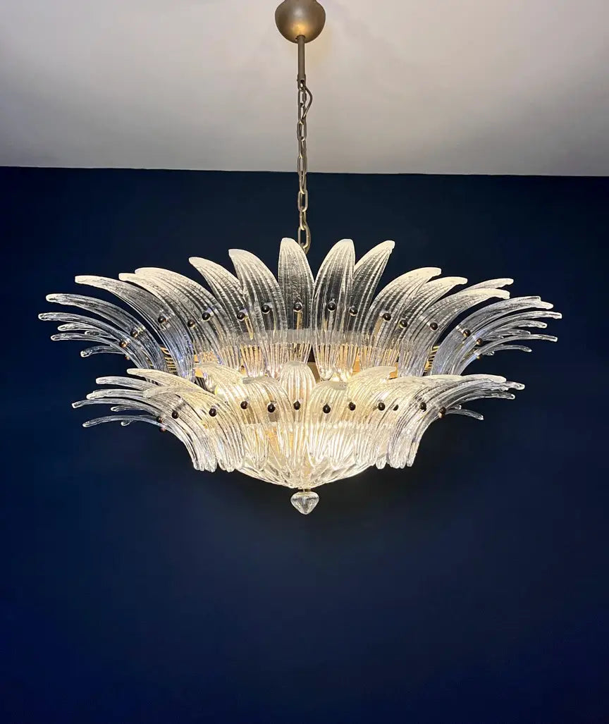 Murano Chandelier 82 Clear Palmette Glass