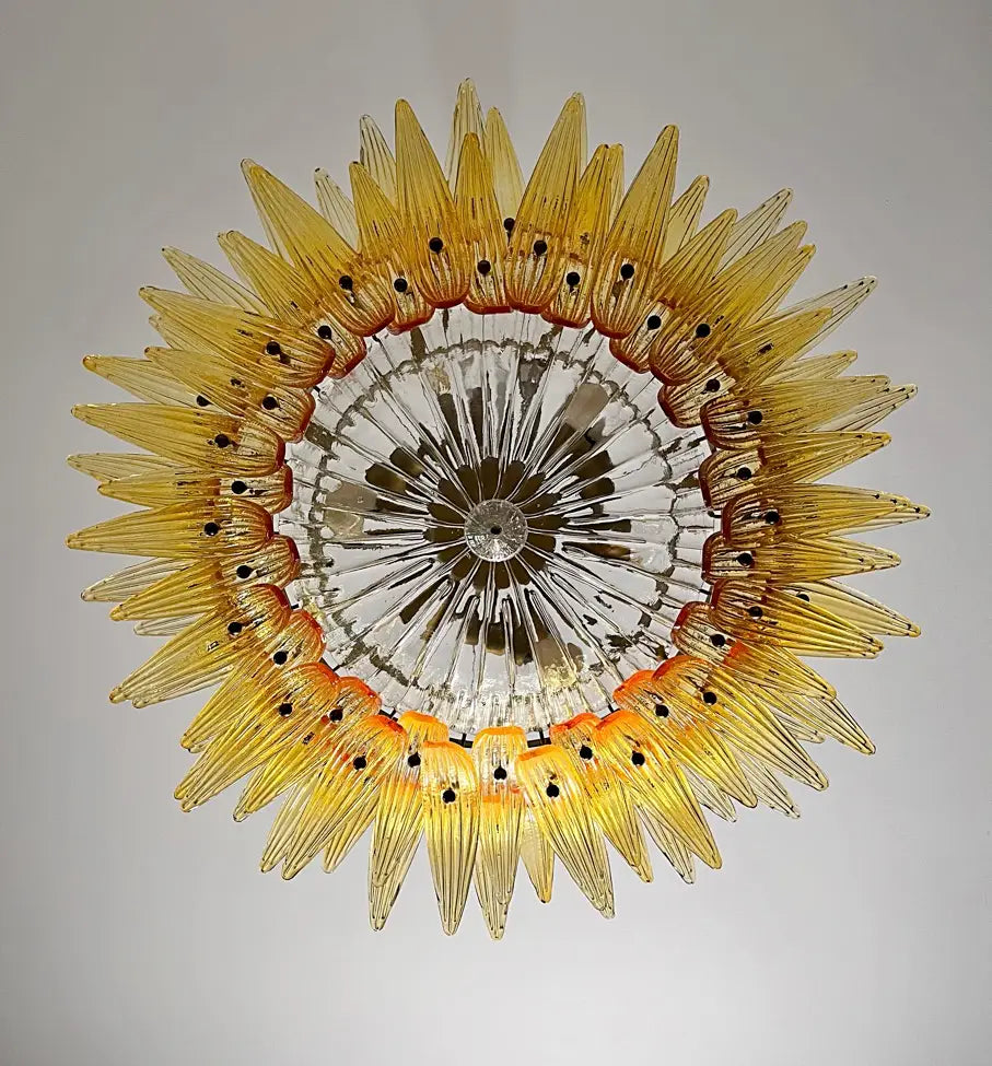 Murano Chandelier 82 Yellow Palmette Glass