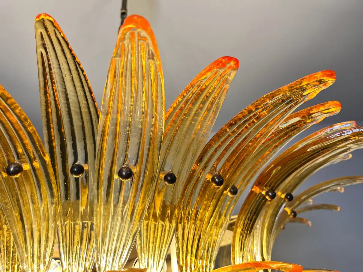 Murano Chandelier 82 Yellow Palmette Glass