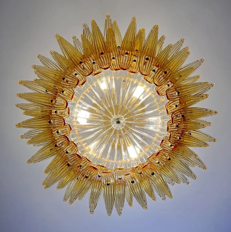 Murano Chandelier 82 Yellow Palmette Glass
