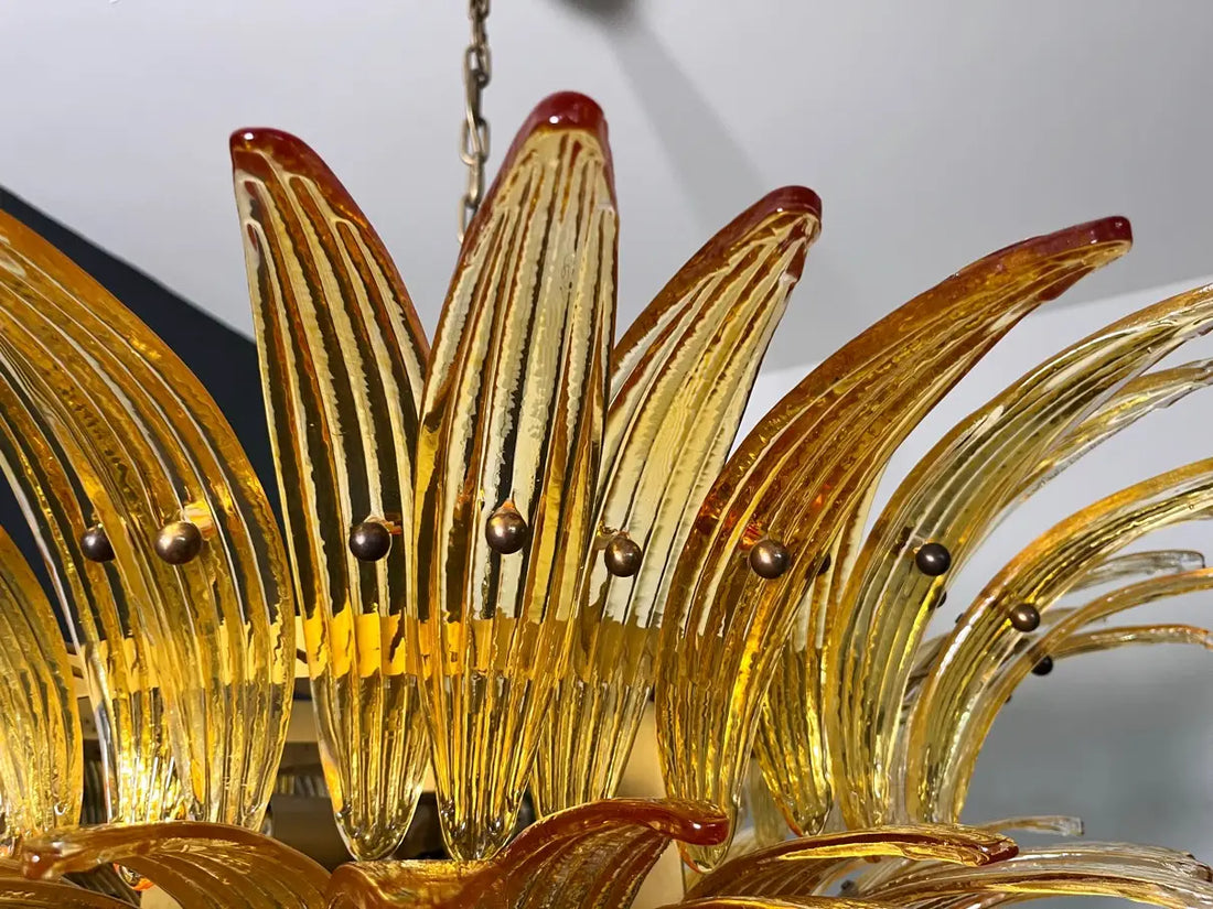Murano Chandelier 82 Yellow Palmette Glass