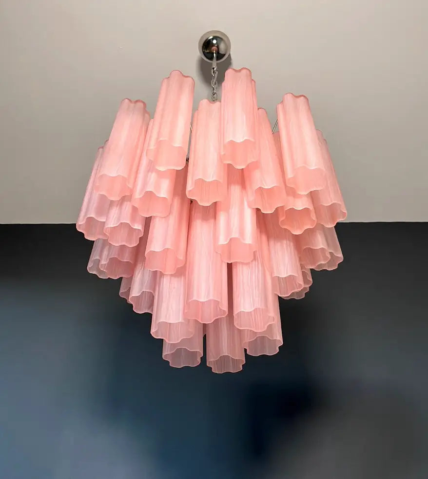 Murano Chandelier 36 Pink Matte Glass Tubes
