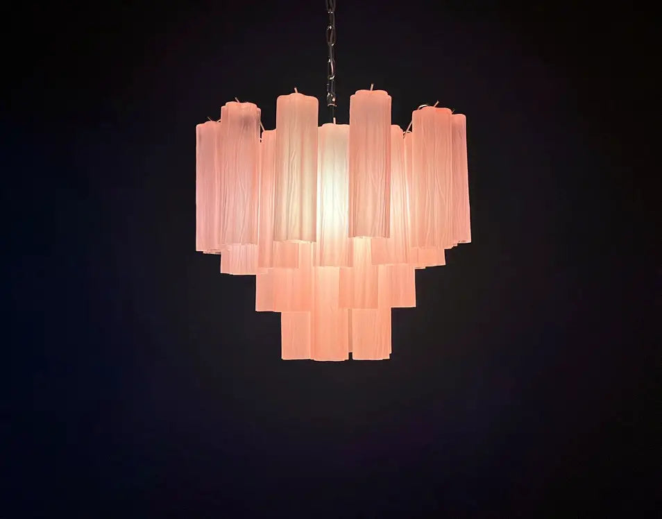 Murano Chandelier 36 Pink Matte Glass Tubes