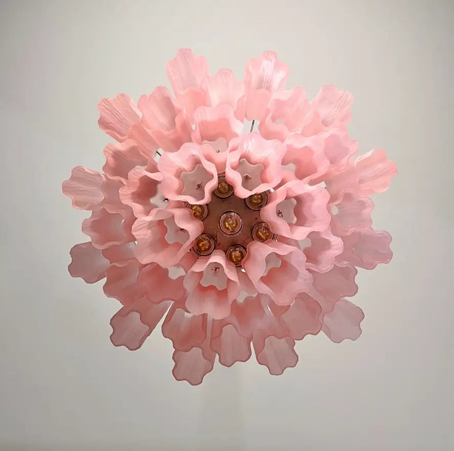 Murano Chandelier 36 Pink Matte Glass Tubes