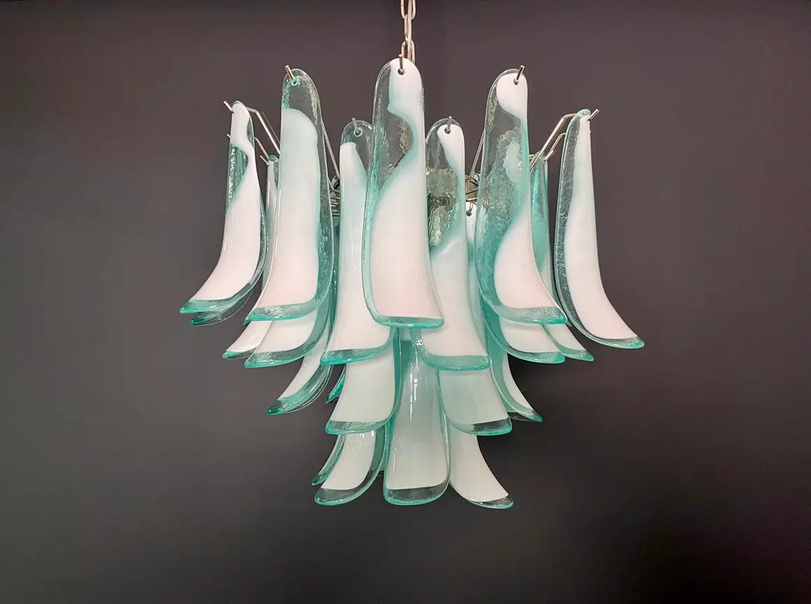 Murano Chandelier 36 Turquoise Petal Glass