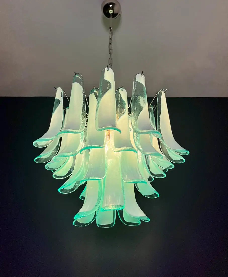 Murano Chandelier 36 Turquoise Petal Glass