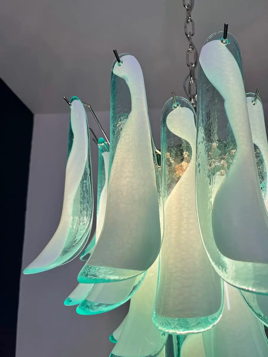 Murano Chandelier 36 Turquoise Petal Glass