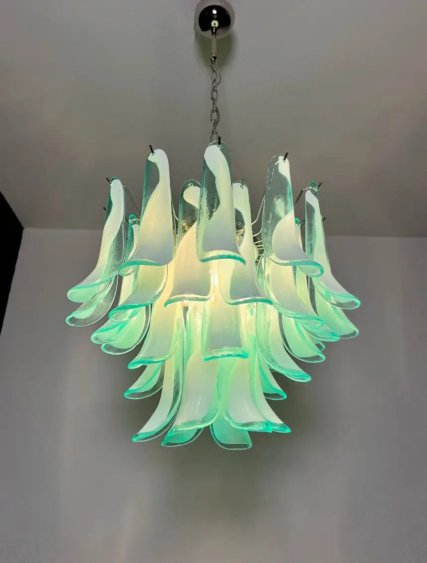 Murano Chandelier 36 Turquoise Petal Glass