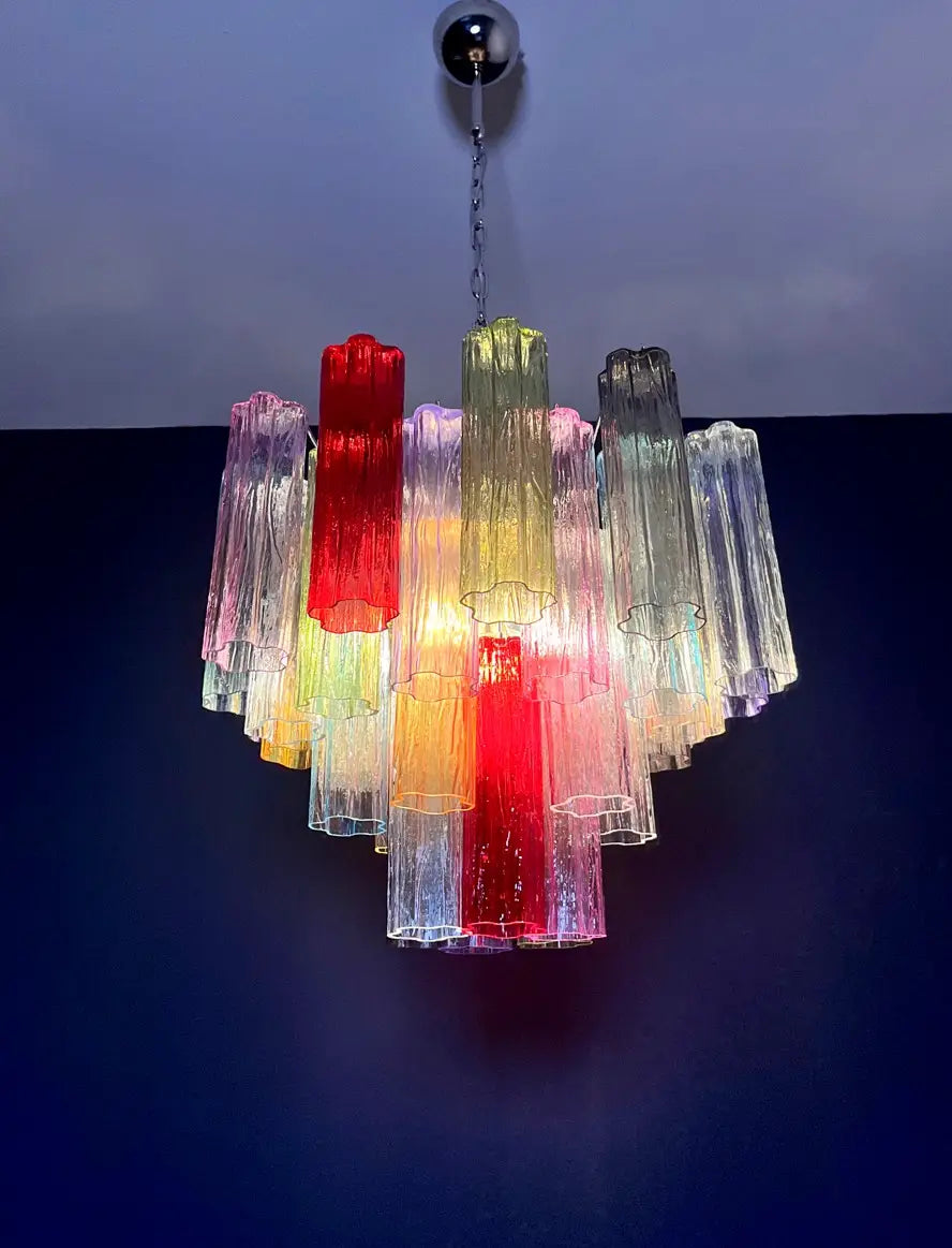 Murano Chandelier 36 Multicolored Tube Glass