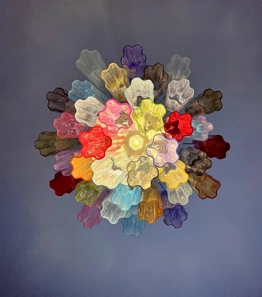 Murano Chandelier 36 Multicolored Tube Glass