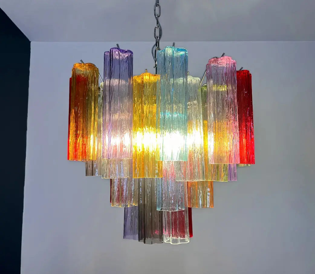 Murano Chandelier 36 Multicolored Tube Glass
