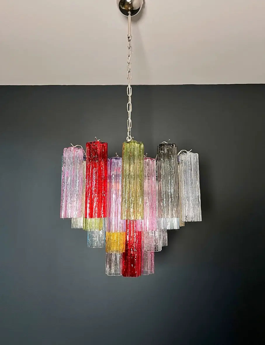 Murano Chandelier 36 Multicolored Tube Glass