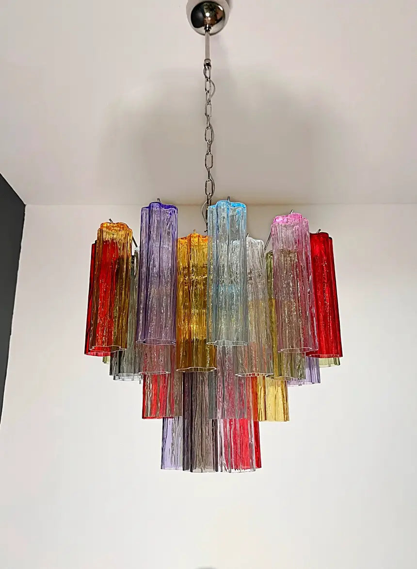 Murano Chandelier 36 Multicolored Tube Glass