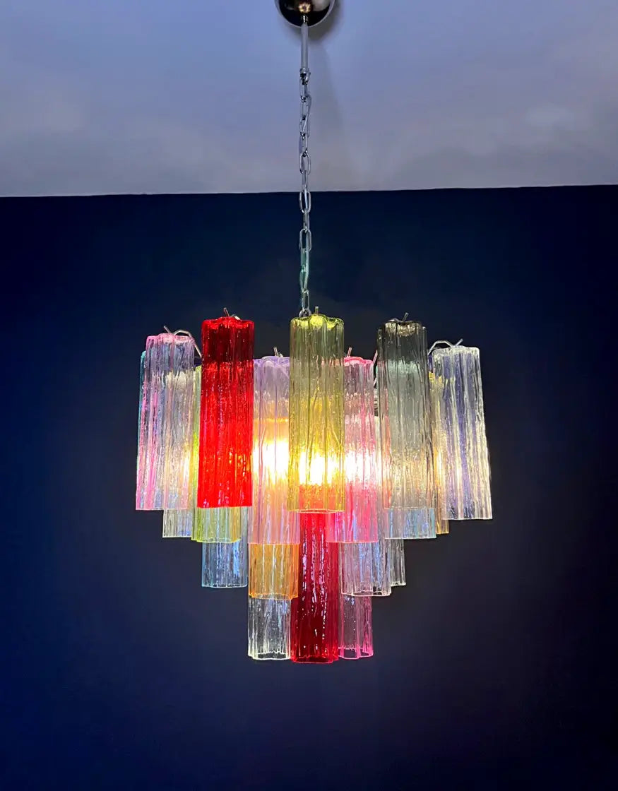 Murano Chandelier 36 Multicolored Tube Glass