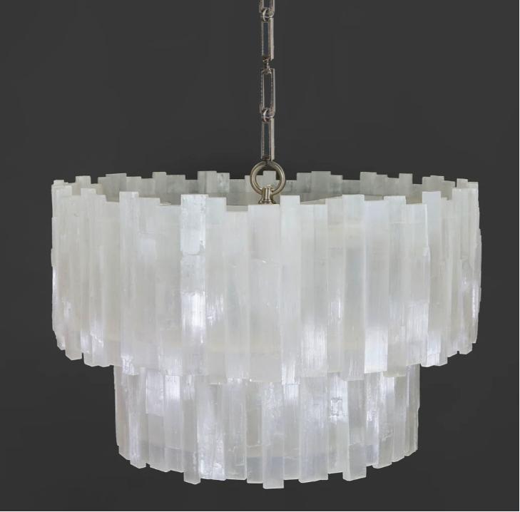 2 Tier Round Selenite Chandelier