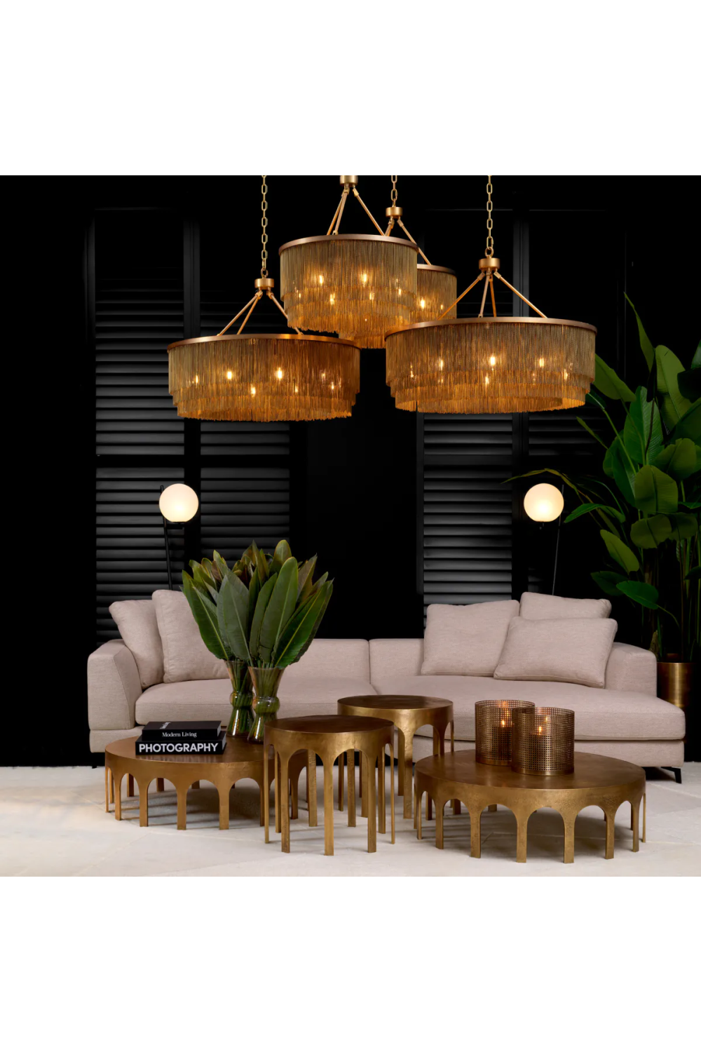 Tissot Round Golden Fringed Chandelier