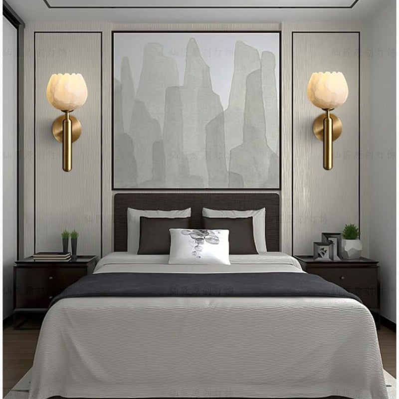 Alabaster Wall Sconce Light For Bedroom