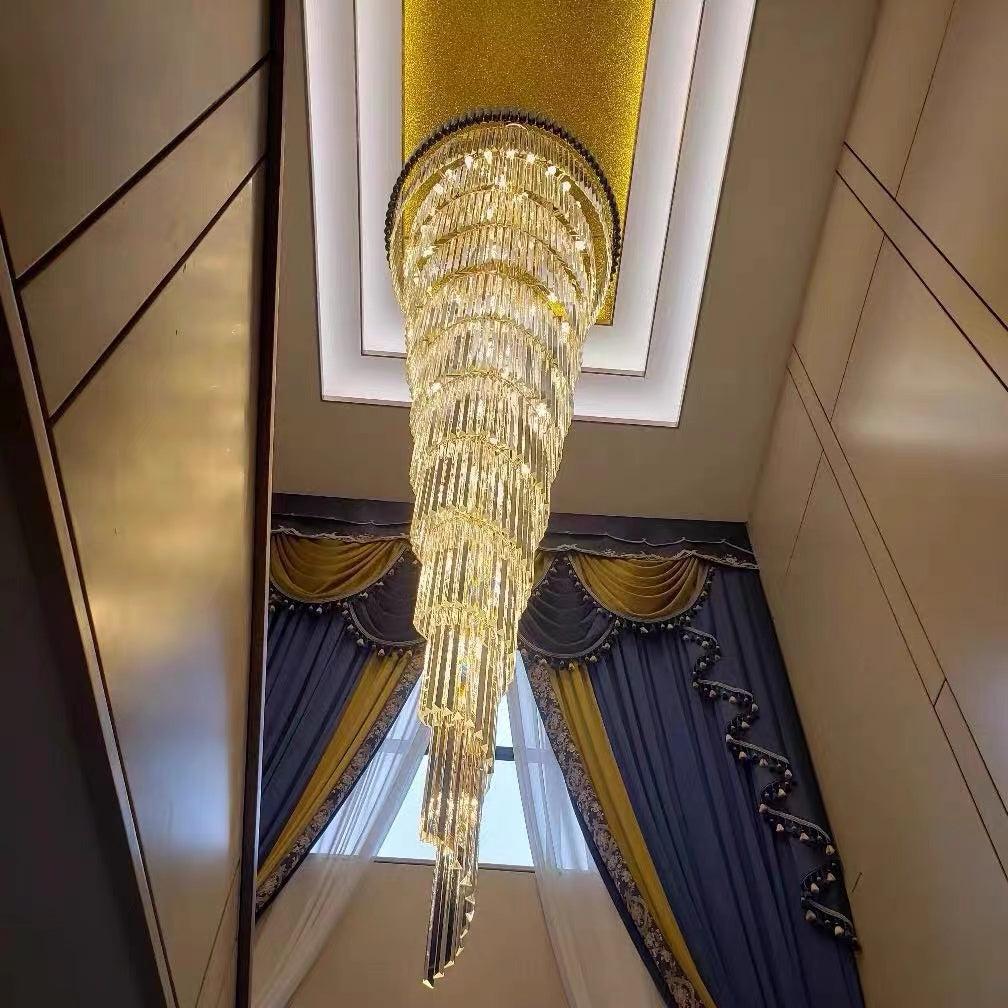 Spiral Crystal Chandelier For Foyer / Staircase